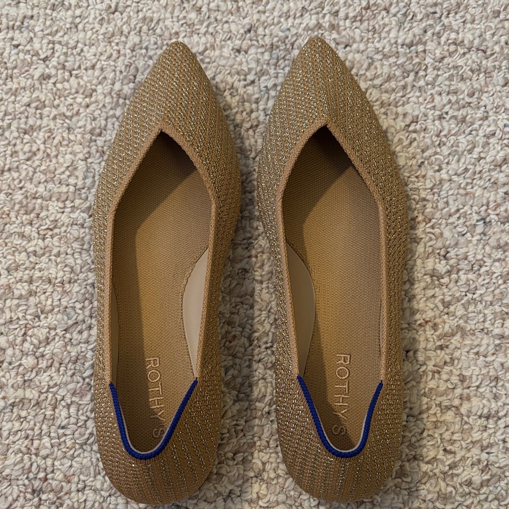 Rothy's Gold Flats with Blue Accent